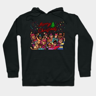 A crowd of diversity of people celebrate Christmas holidays party Hoodie